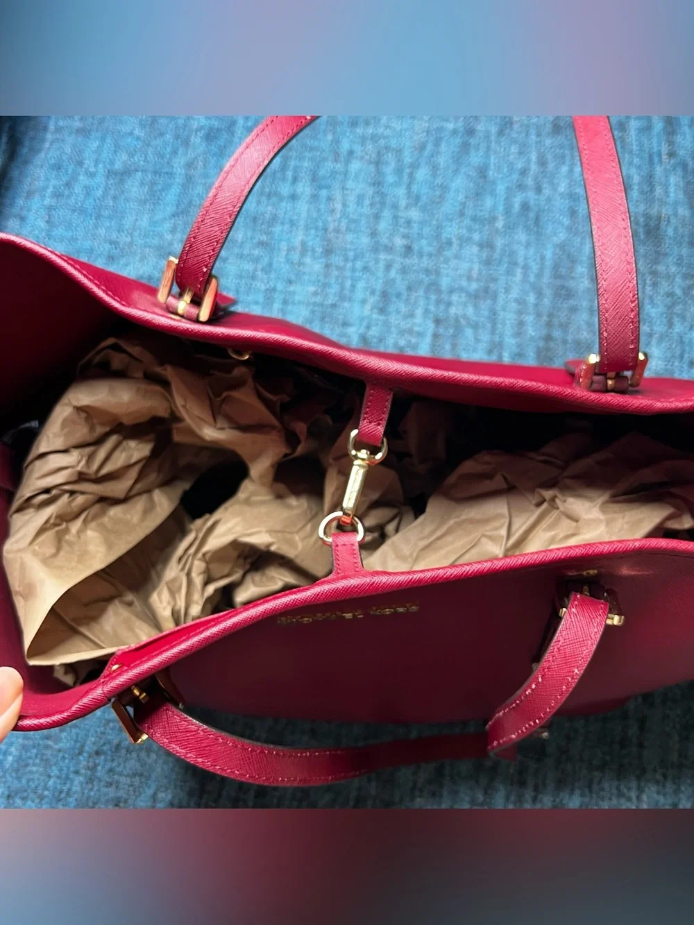 Michael Kors Jet Set Travel Tote Bag in Red Leather Multi-Function Shoulder Bag